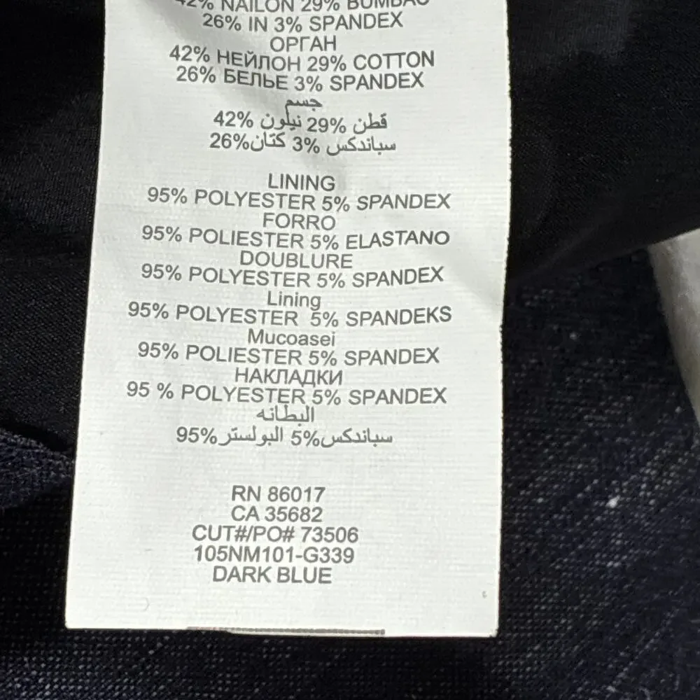 Bebe Blazer Jacket Womens 2 Blue Luxury Blend Fitted 3/4 Sleeve Italian Fabric